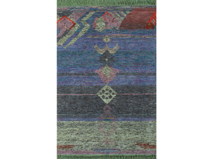 LES-1081 Natural Charcoal/ChineseHibiscu - Patterned rectangular handmade rug _ Jaipur Rugs